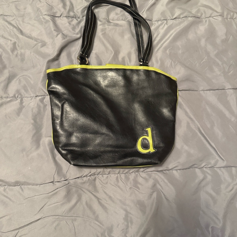 Chic Black Tote with Yellow Trim